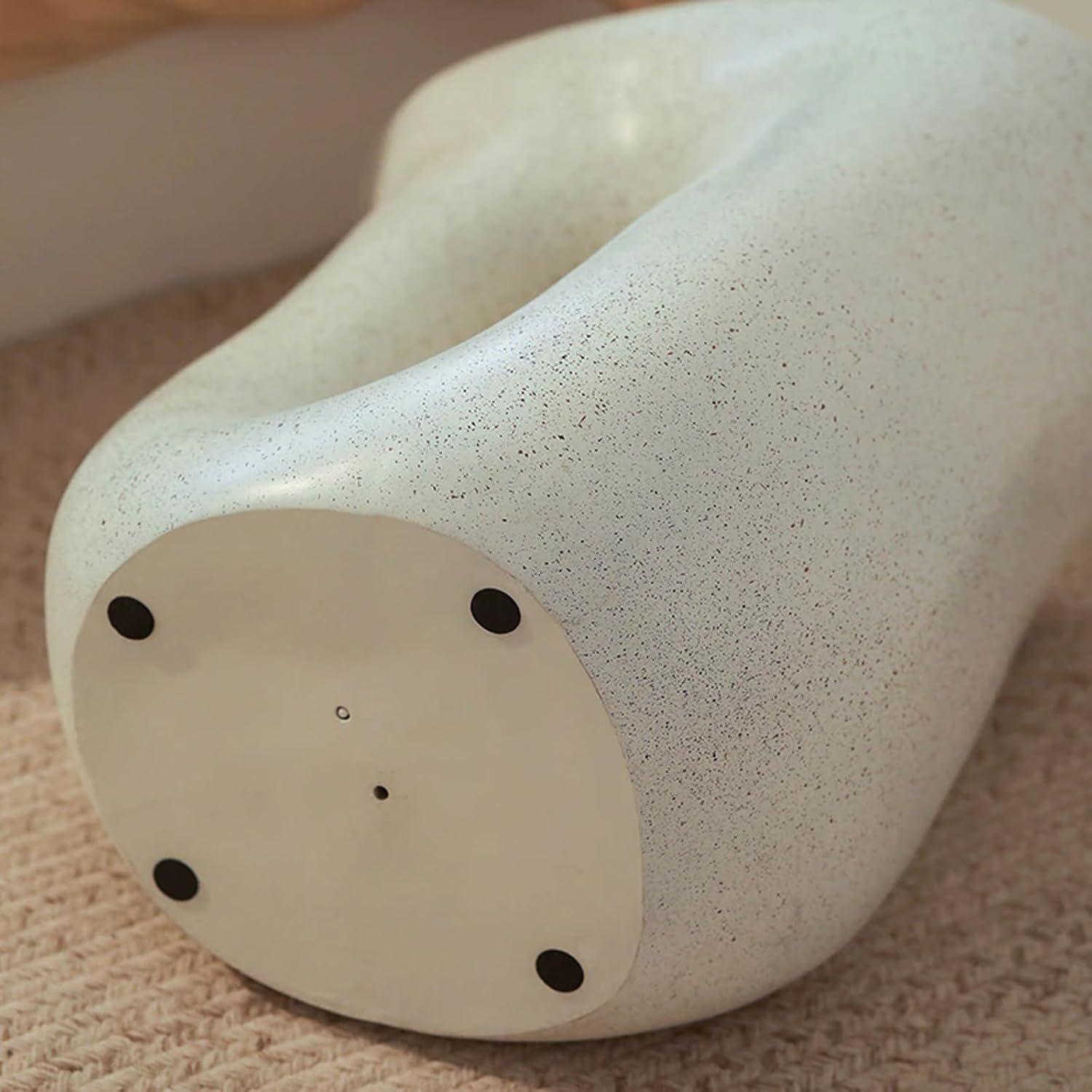 Mesa De Centro Lateral Tipo Escultura En U Nórdico Crema-5