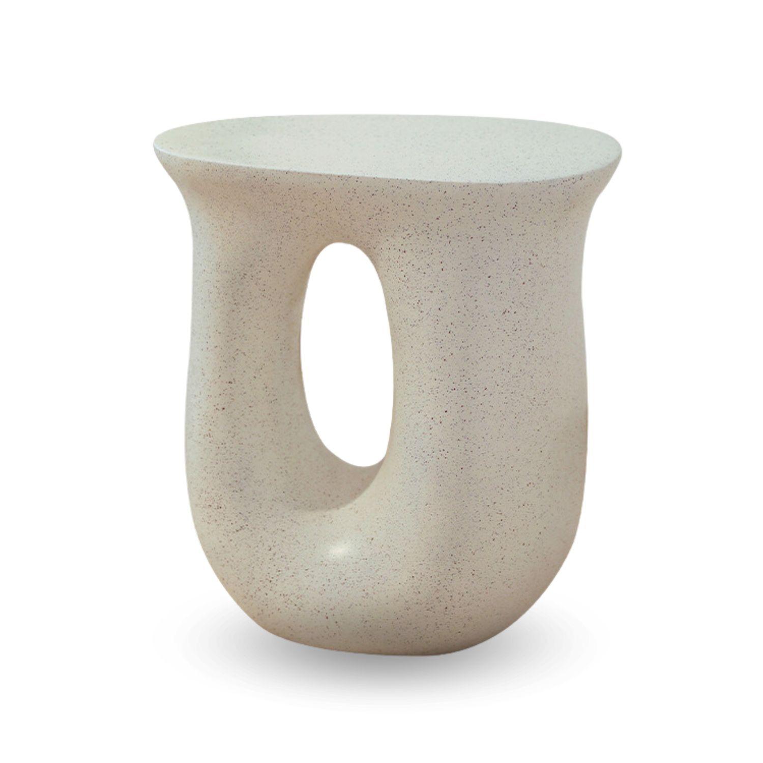 Mesa De Centro Lateral Tipo Escultura En U Nórdico Crema-8