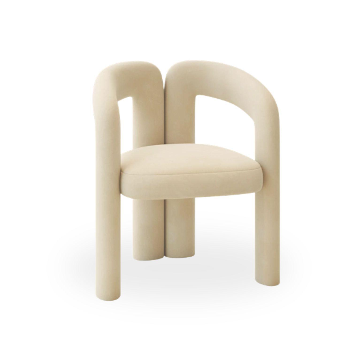 Silla Escandinava Terciopelo Blanco-7