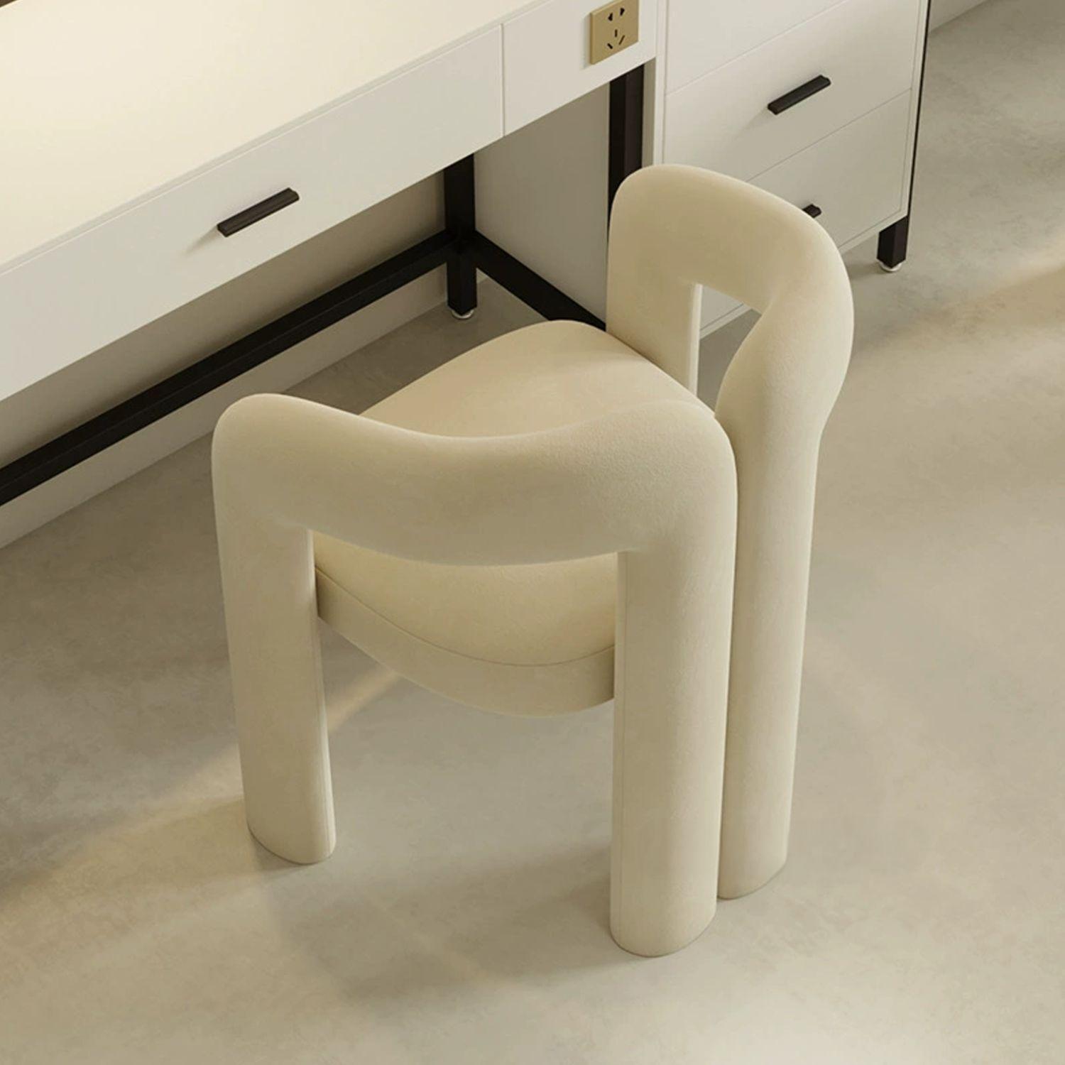 Silla Escandinava Terciopelo Blanco-1