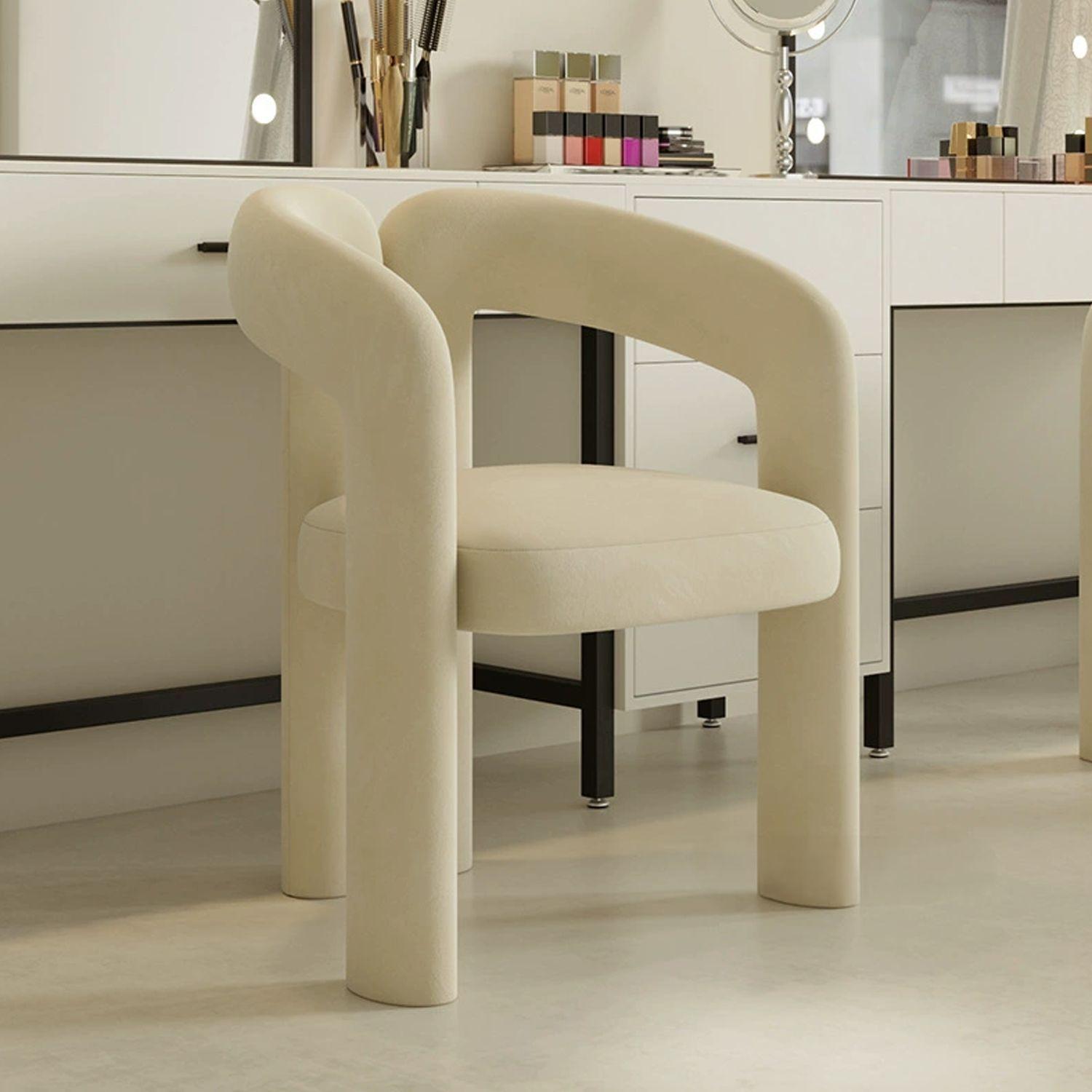 Silla Escandinava Terciopelo Blanco-3