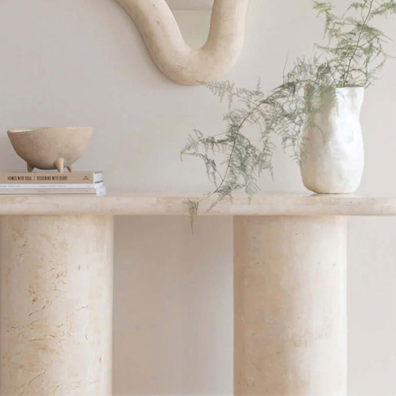 Mesa de Arrimo Travertino Marfil Atenas-4