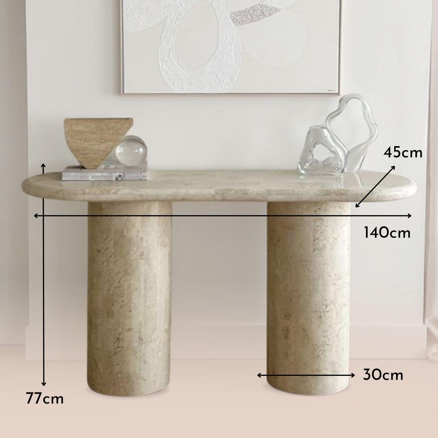 Mesa de Arrimo Travertino Marfil Atenas-5