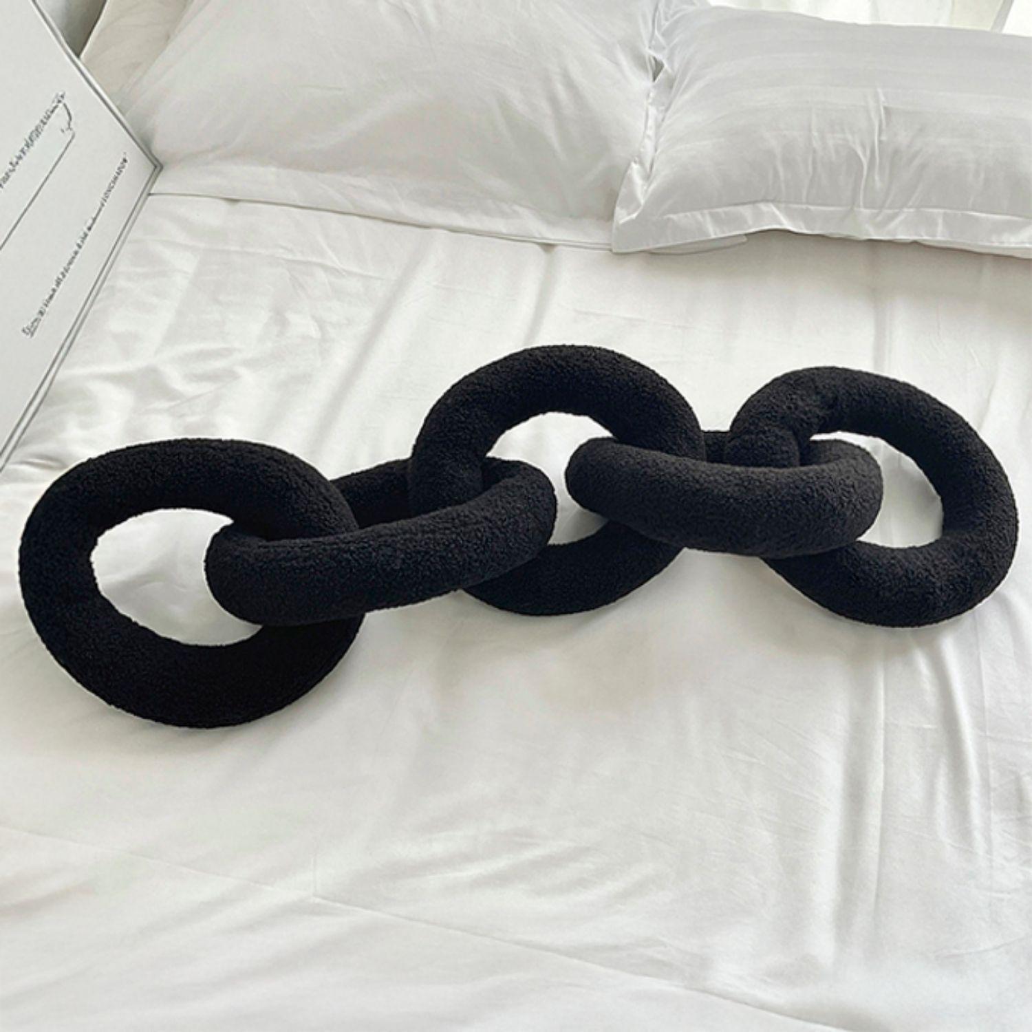 Cojin Diseño Cadena Negro Tela-2