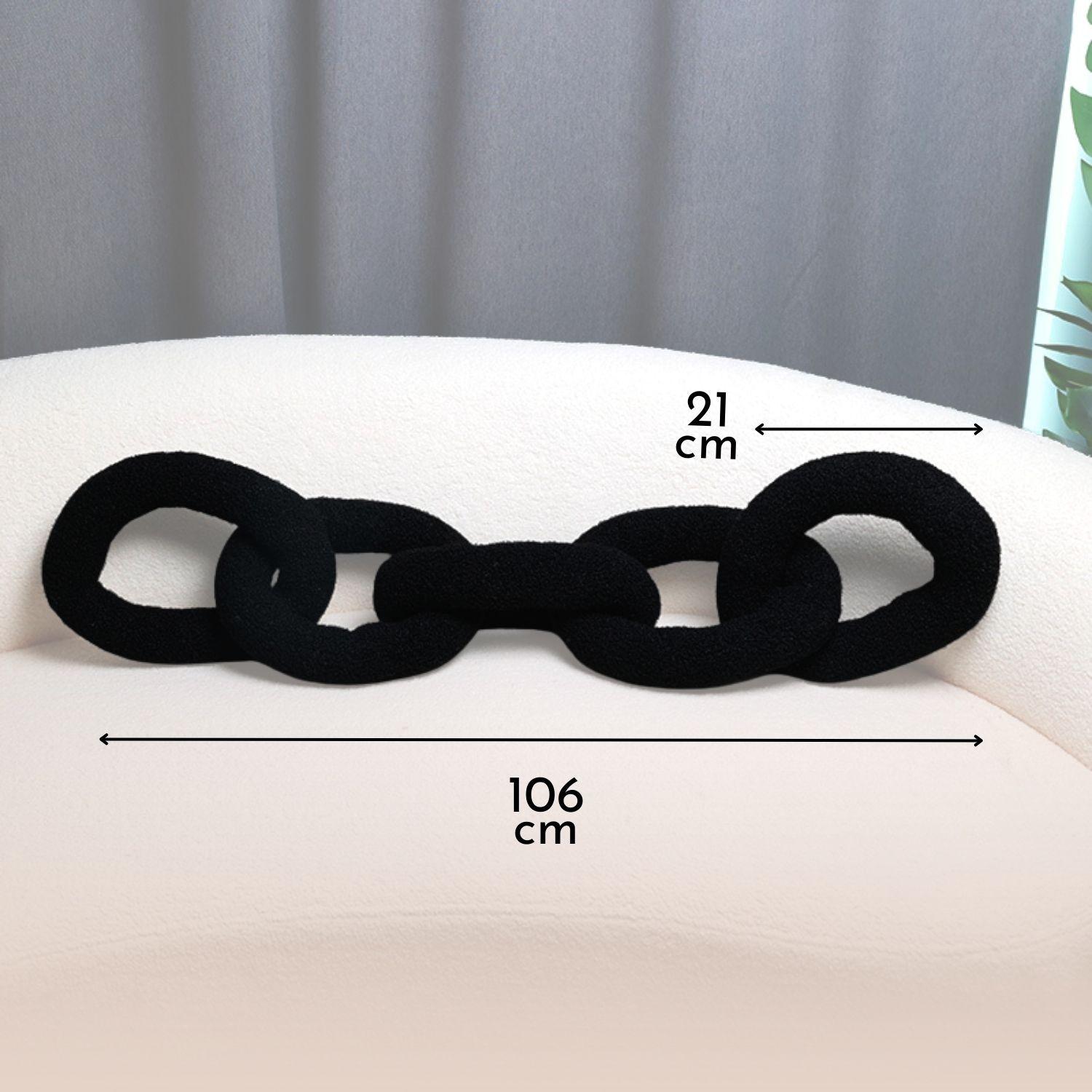 Cojin Diseño Cadena Negro Tela-6