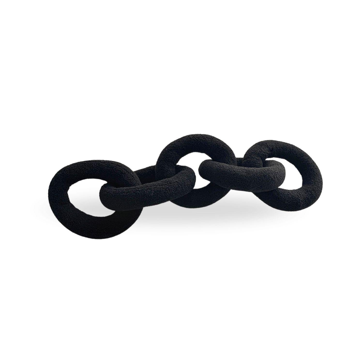 Cojin Diseño Cadena Negro Tela-7