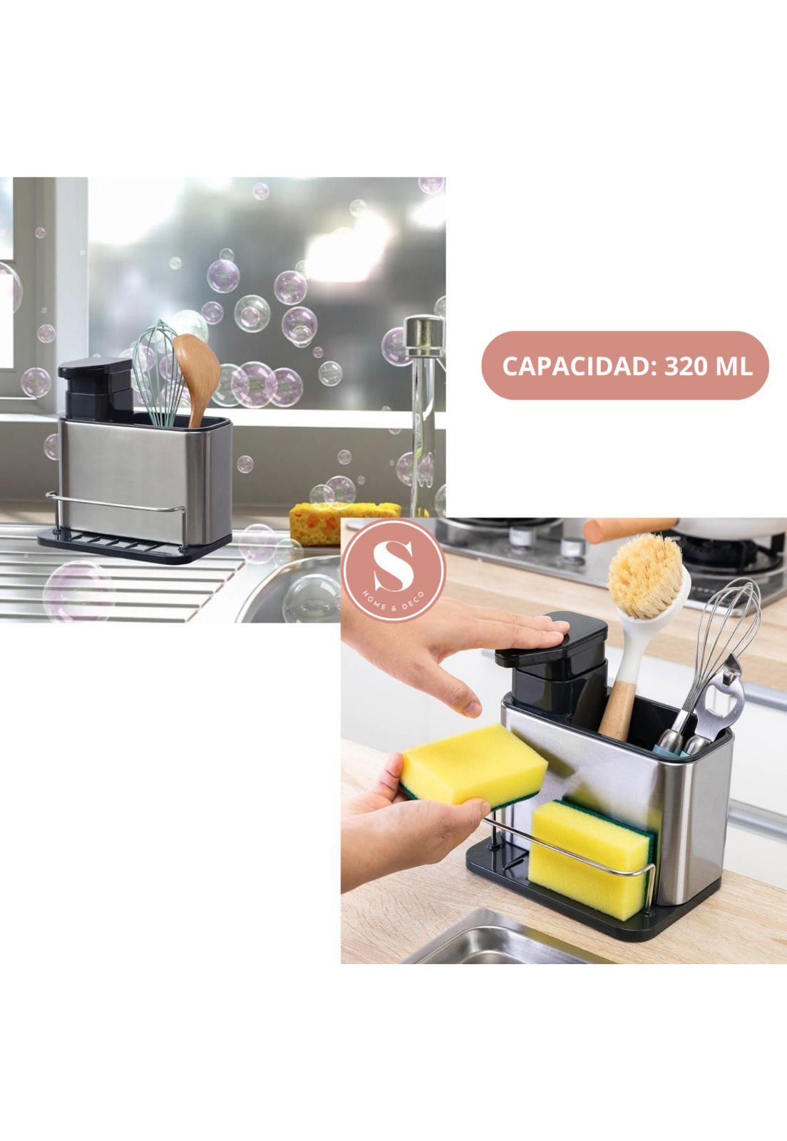Dispensador De Jabón Lavalozas Con Organizador Y Soporte-3