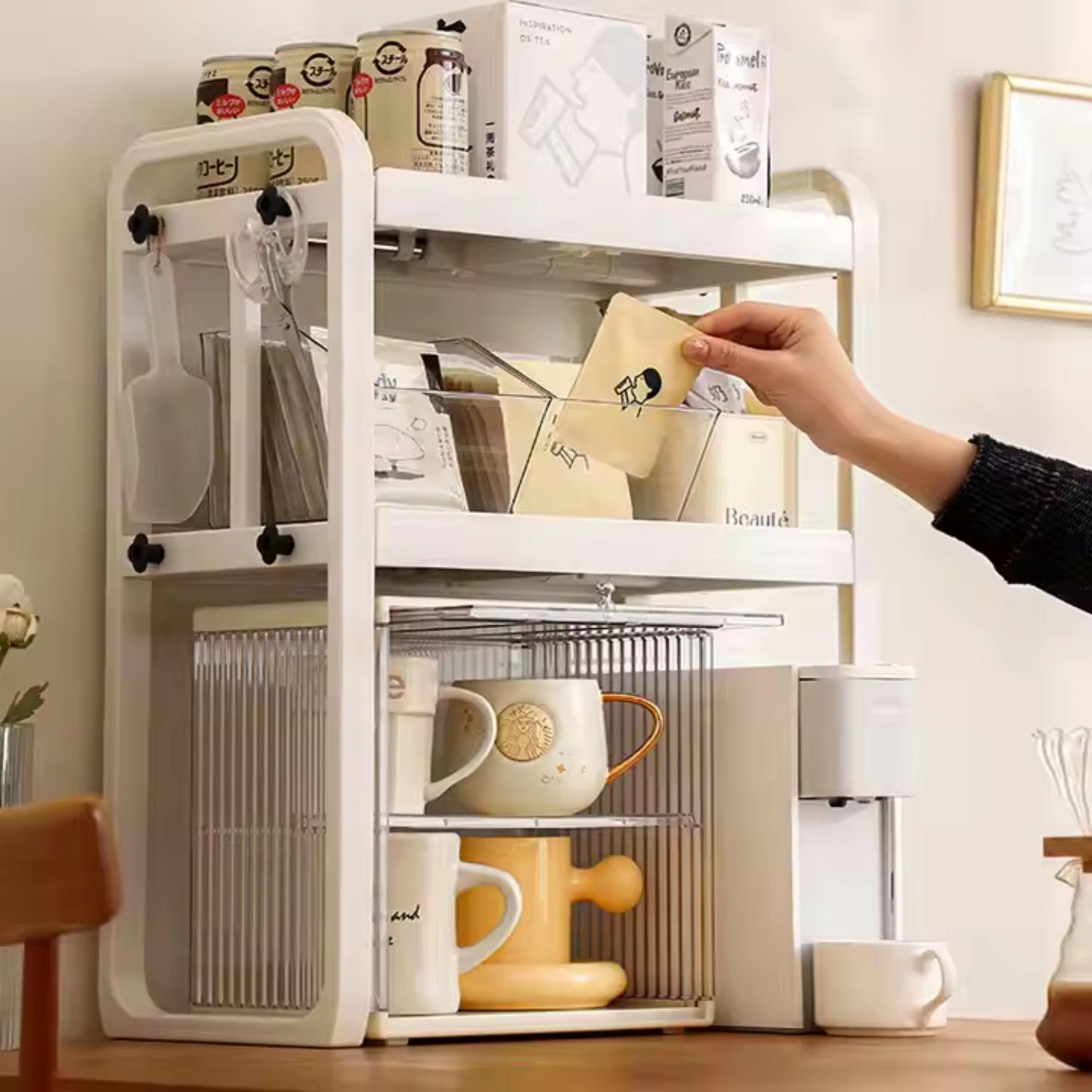 Estante Extensible Para Cocina 2 Niveles Blanco-5