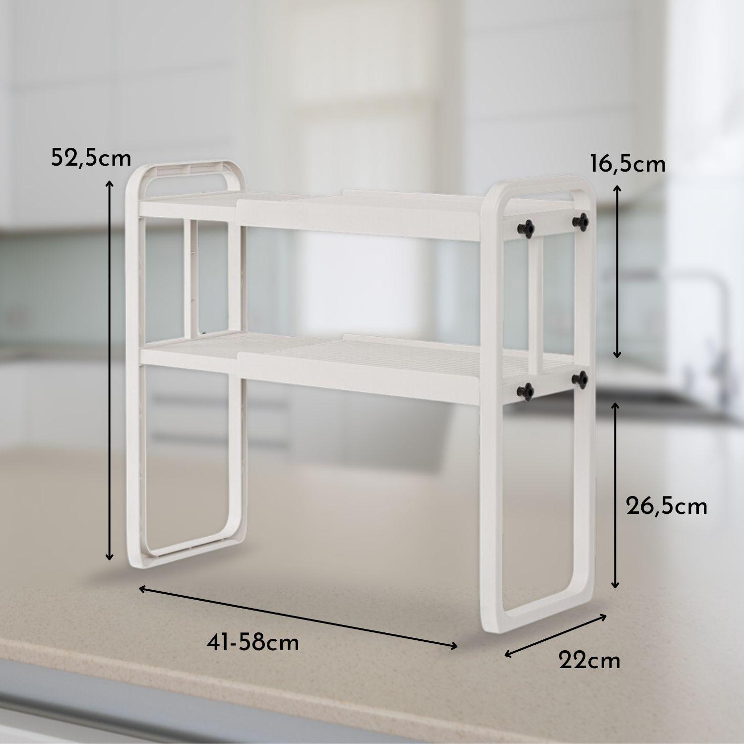 Estante Extensible Para Cocina 2 Niveles Blanco-7