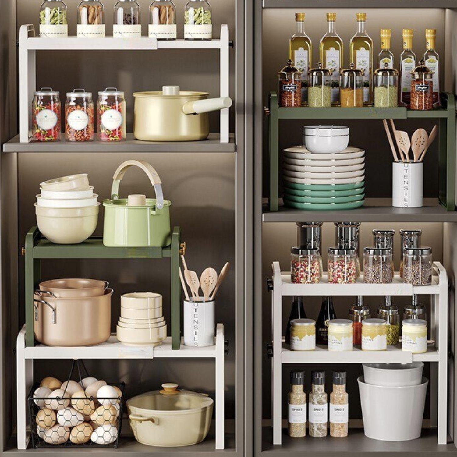 Estante Extensible Para Cocina 2 Niveles Blanco-8