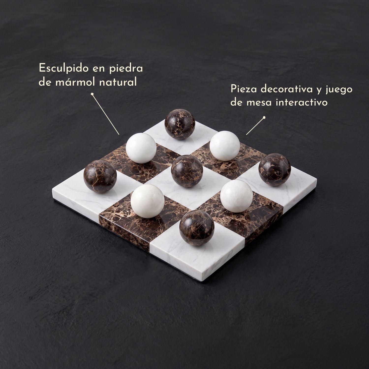 Tablero de Mármol Tres en Raya 30cm Juego Mesa Mármol Adorno Deco Hogar-3