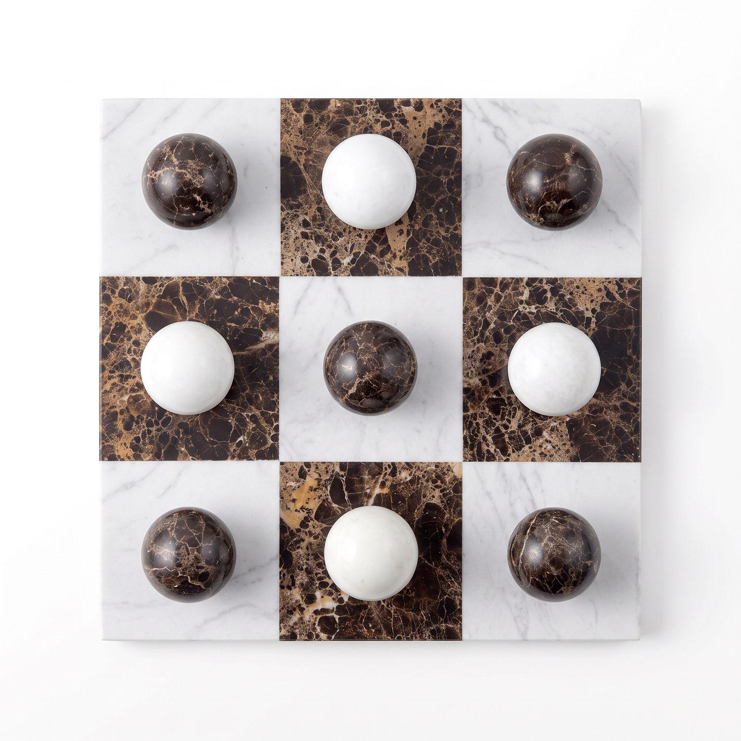 Tablero de Mármol Tres en Raya 30cm Juego Mesa Mármol Adorno Deco Hogar-8