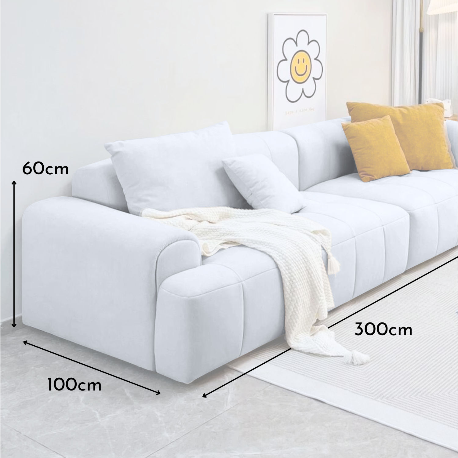 Sofa Seccional Moderno Blanco Lounge 300cm-5