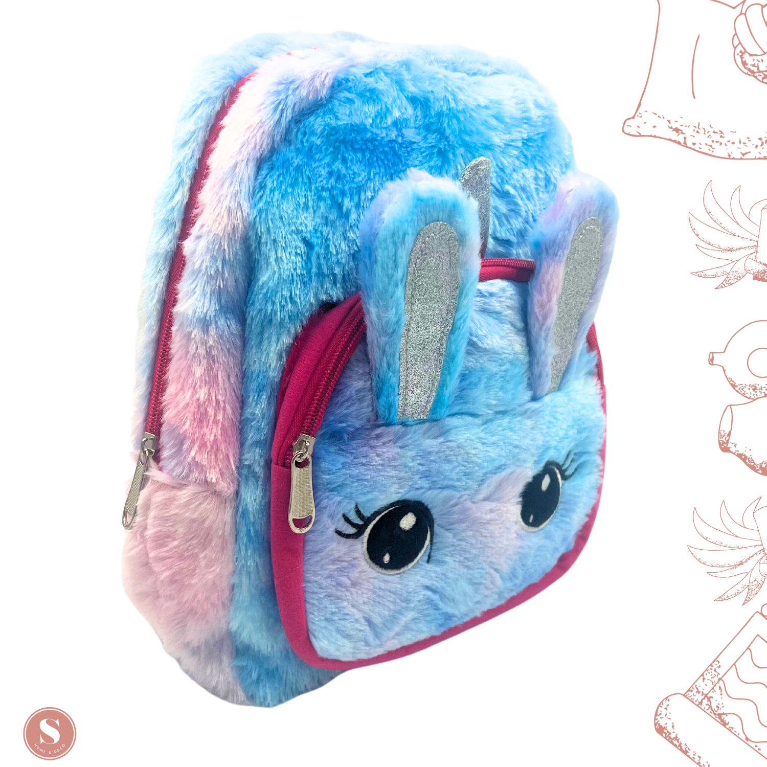 Mochila Peluche  Unicornio Rosa Claro-1