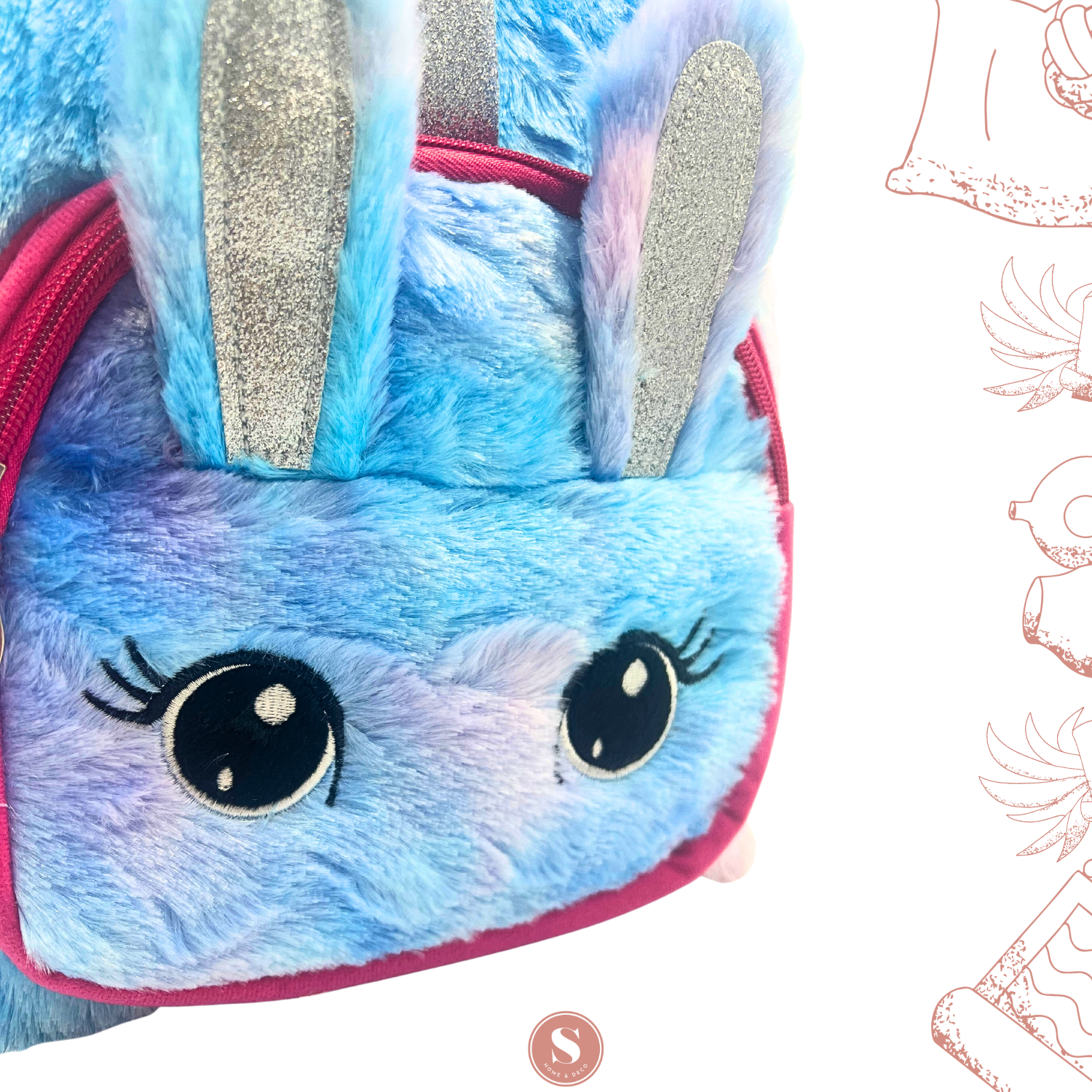 Mochila Peluche  Unicornio Rosa Claro-2
