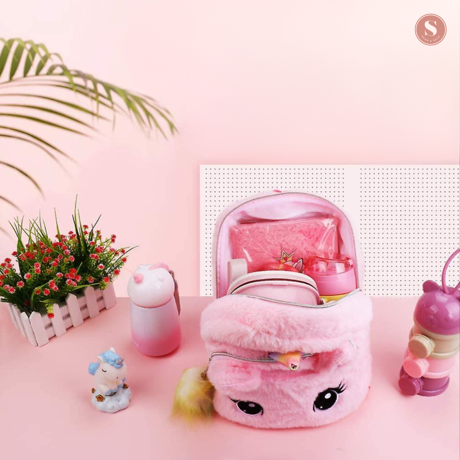 Mochila Peluche  Unicornio Rosa Claro-4