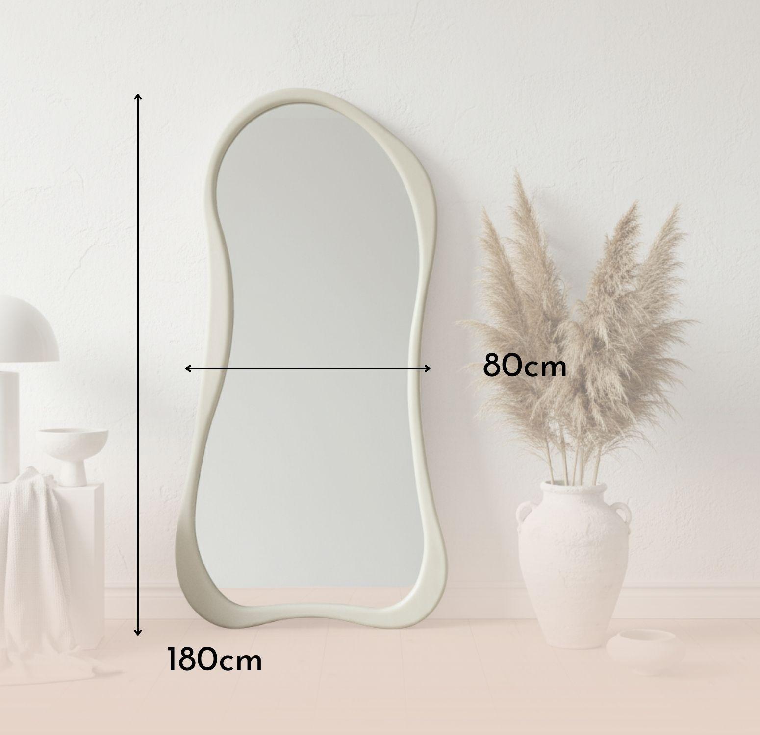 Espejo Asimetrico Cuerpo Entero Madera Blanco 180X80cm-5