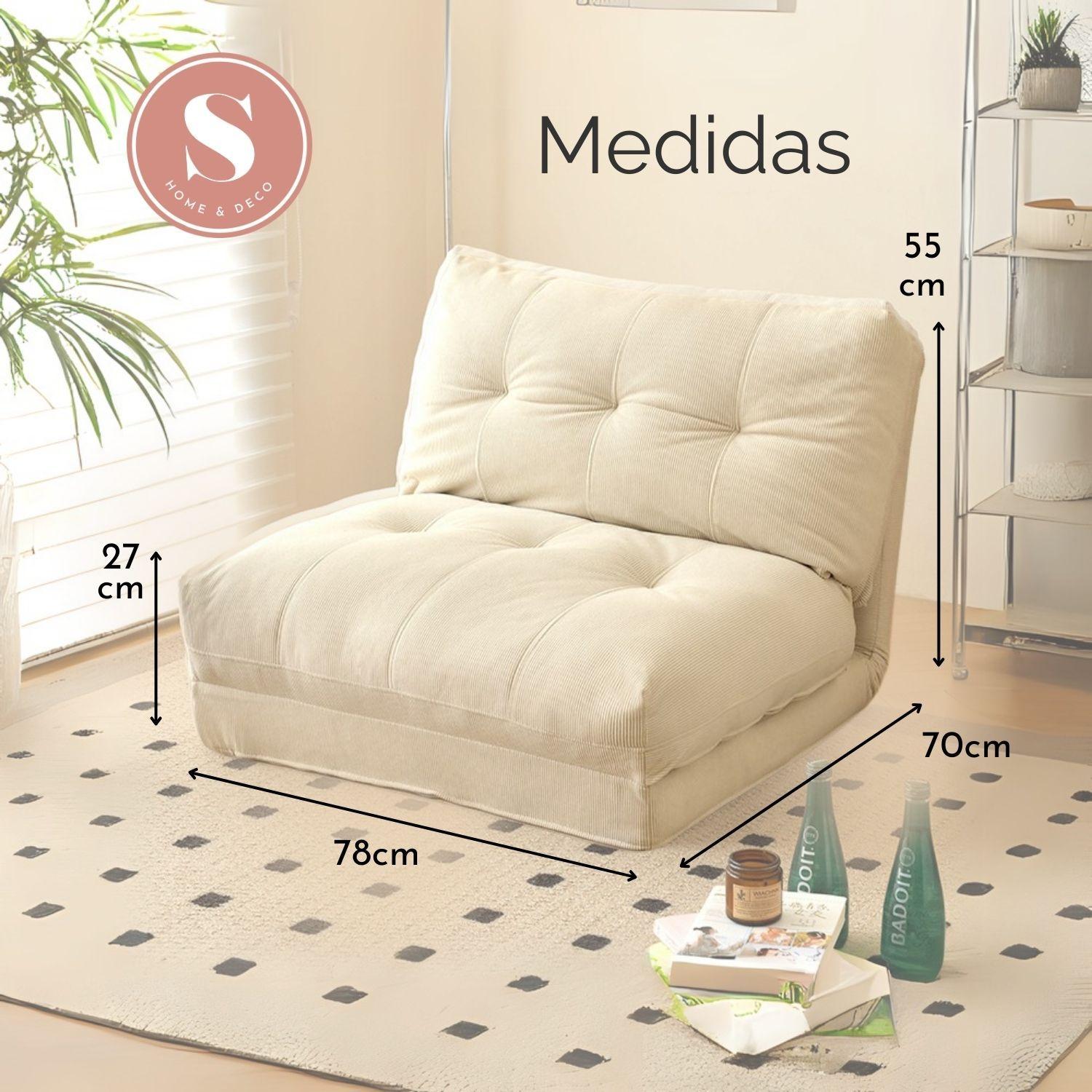 Sofá Cama Plegable Tela Cotelé Crema-7
