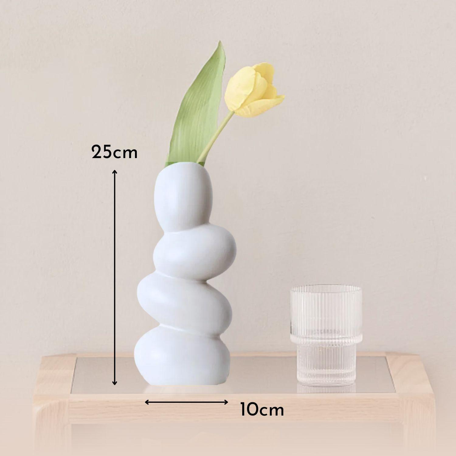 Florero Cerámica Centro de Mesa Blanco Stones-6