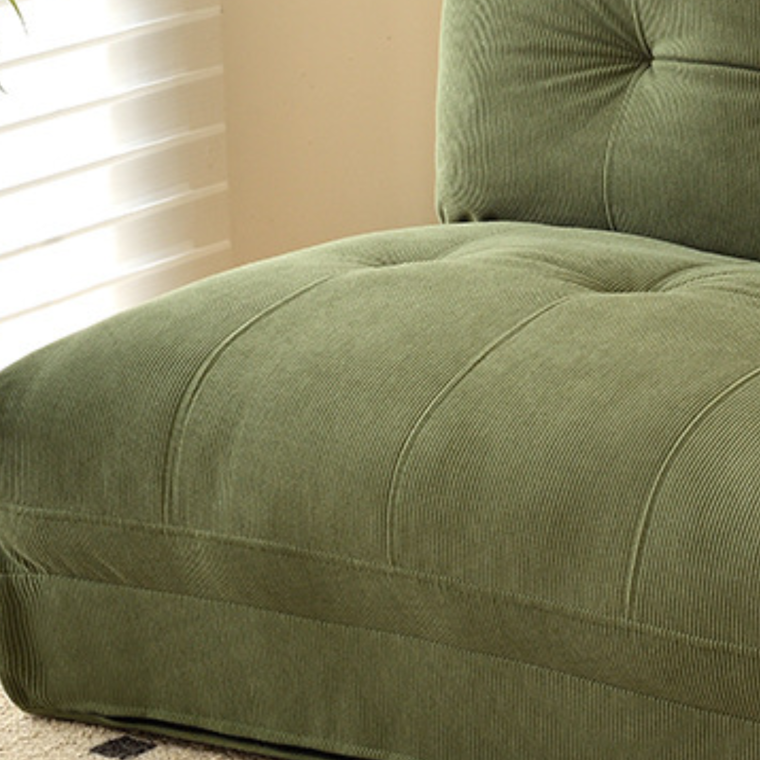 Sofá cama plegable de tela verde musgo estilo minimalista-3