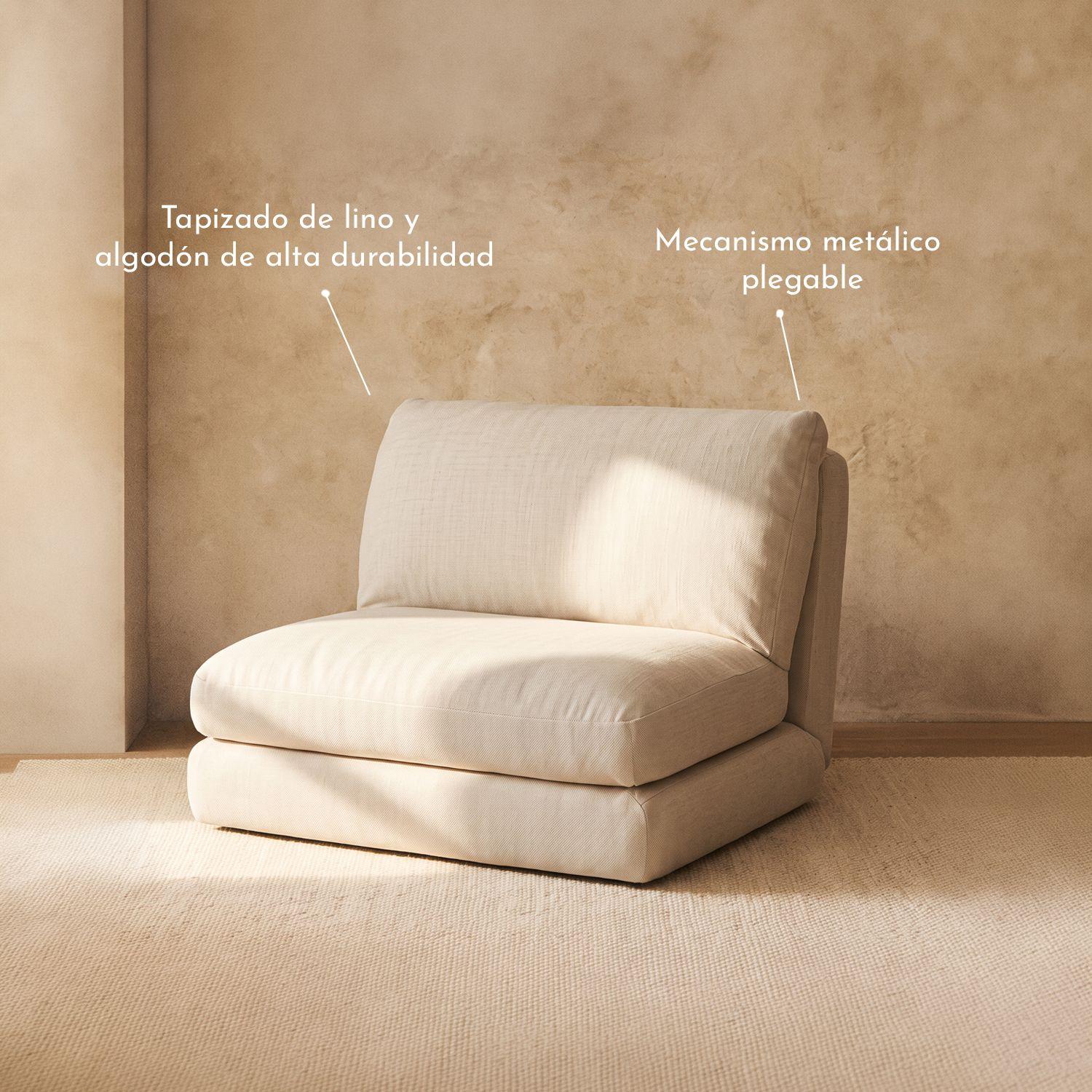 Sofá Cama Plegable Individual Lino Crema 1 Cuerp-3
