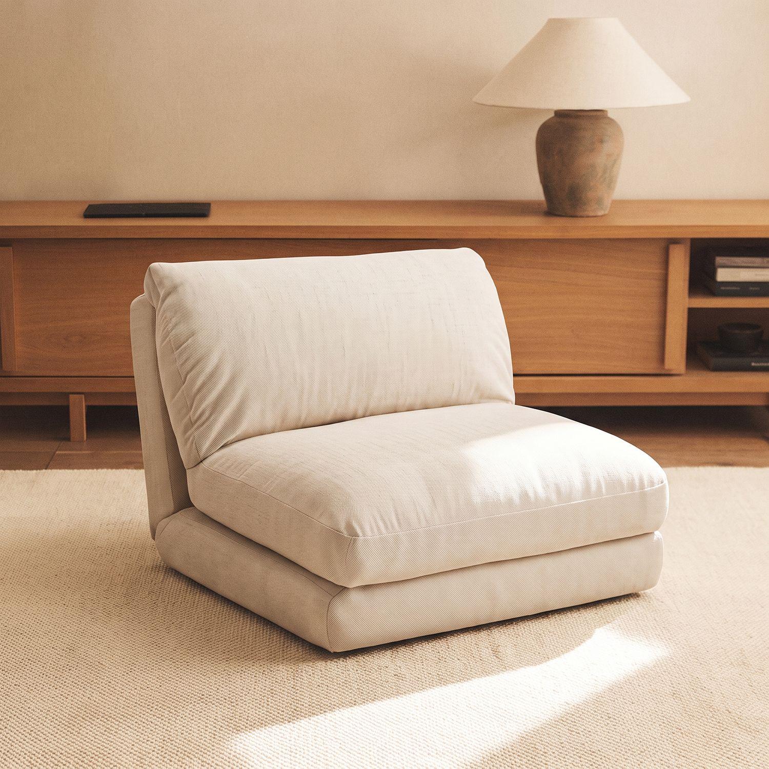 Sofá Cama Plegable Individual Lino Crema 1 Cuerp-4