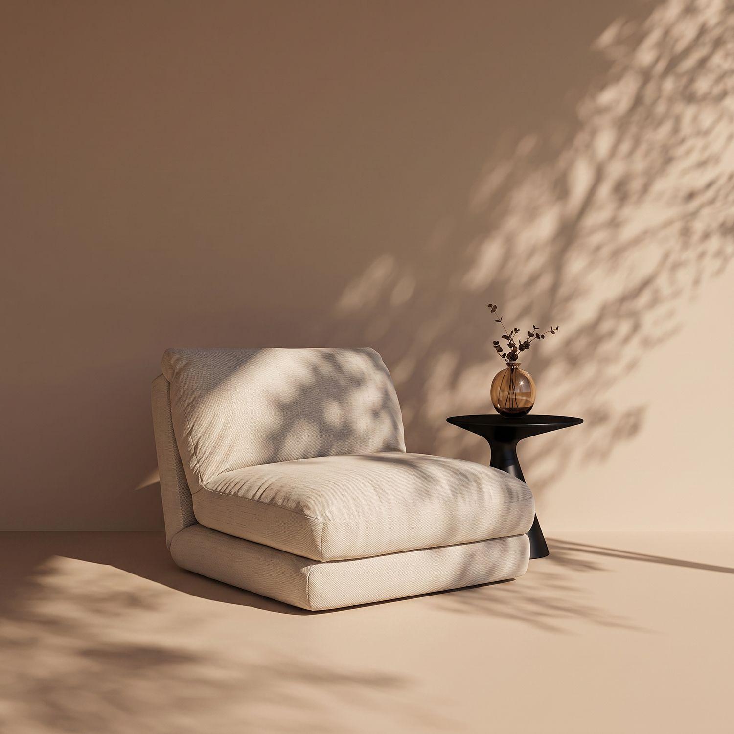 Sofá Cama Plegable Individual Lino Crema 1 Cuerp-5