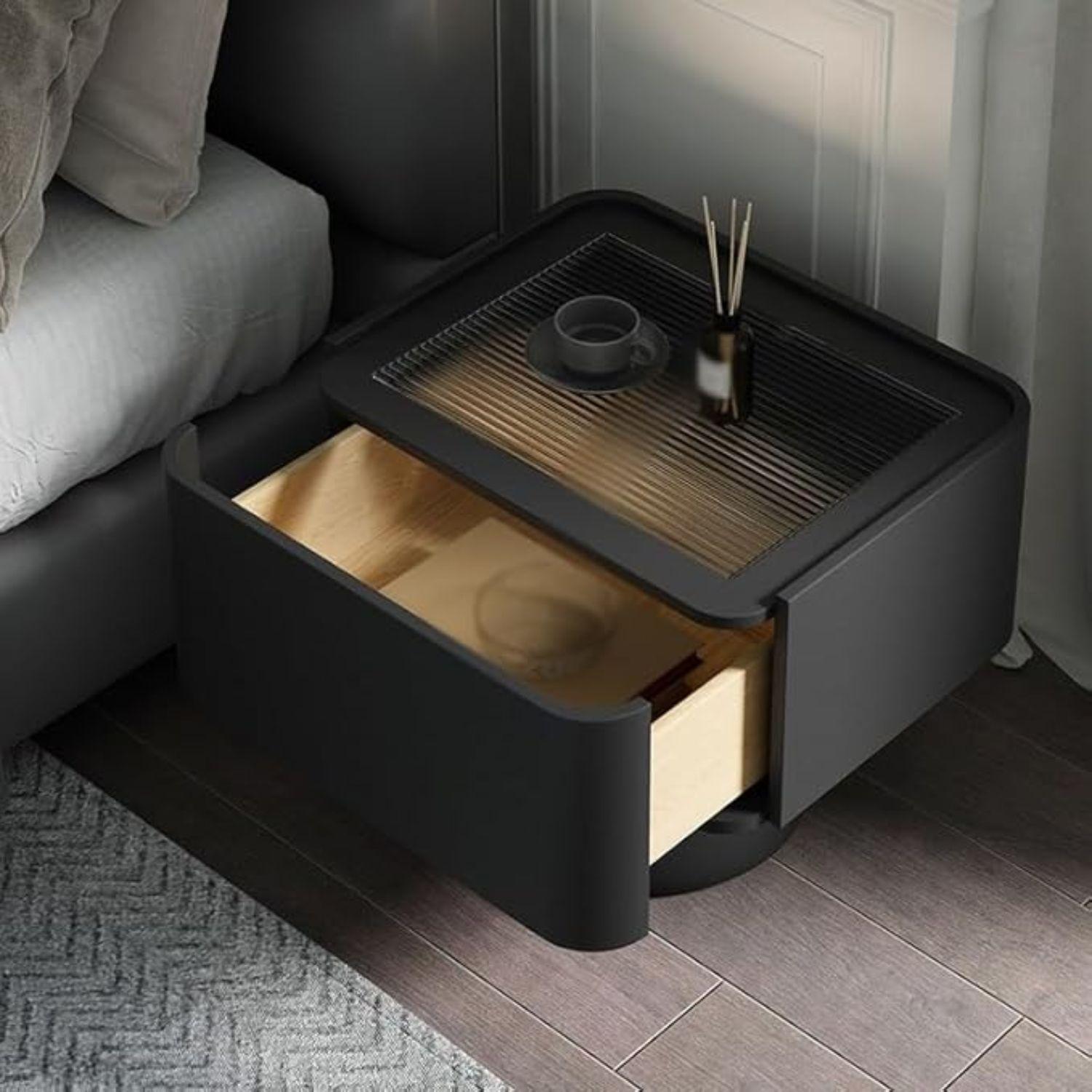 Velador Moderno Cajón Estilo Nórdico Negro-8