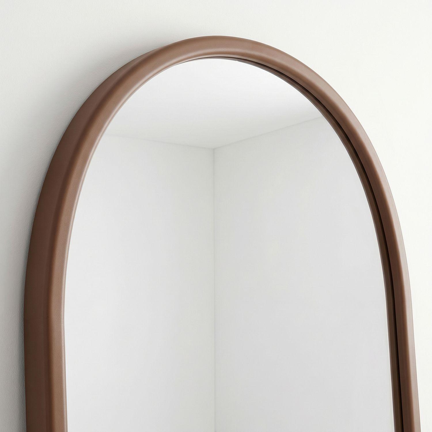 Espejo decorativo en arco de cuerpo entero de madera nogal natural 190x110 cm-8