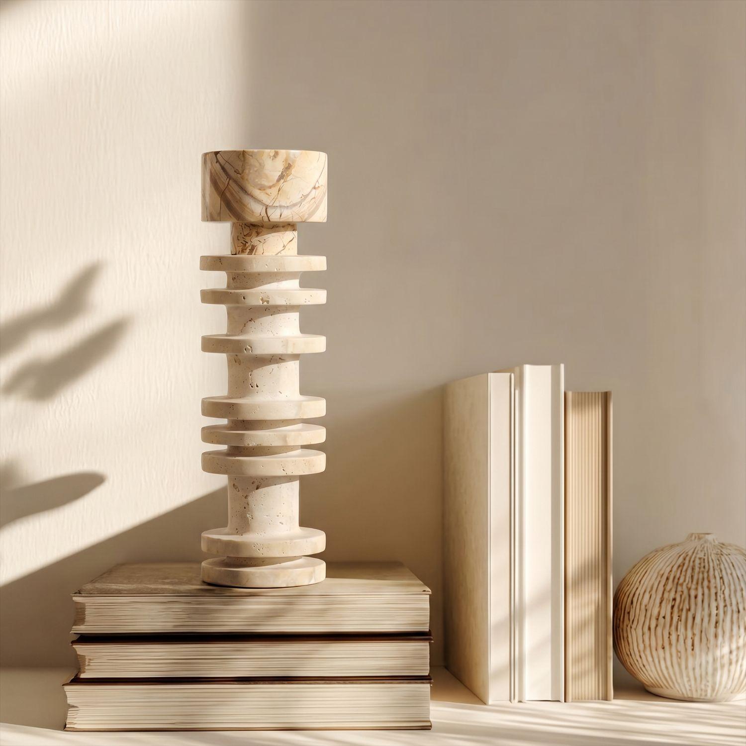 Candelabro Torre Travertino Column Otto Anelli-4