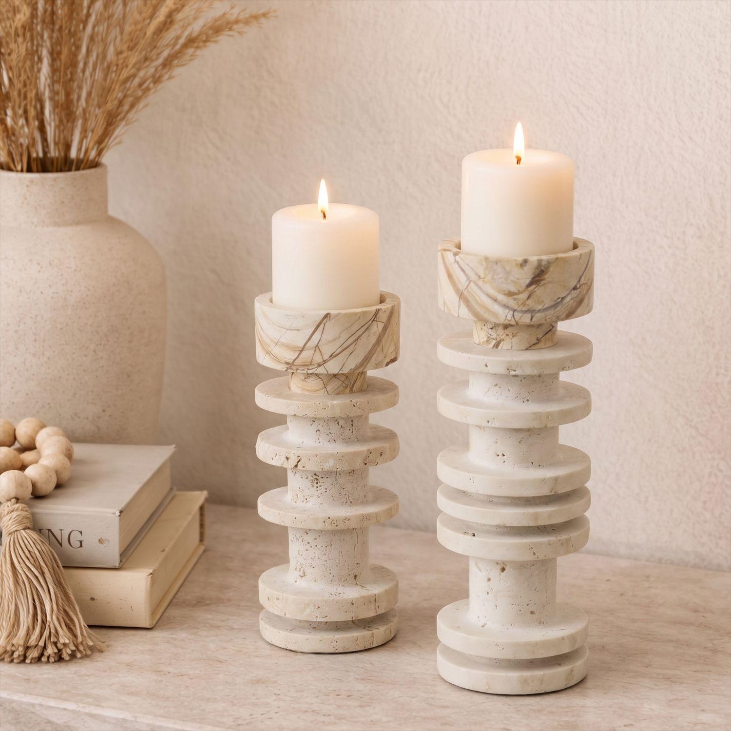 Candelabro Torre Travertino Column Otto Anelli-5