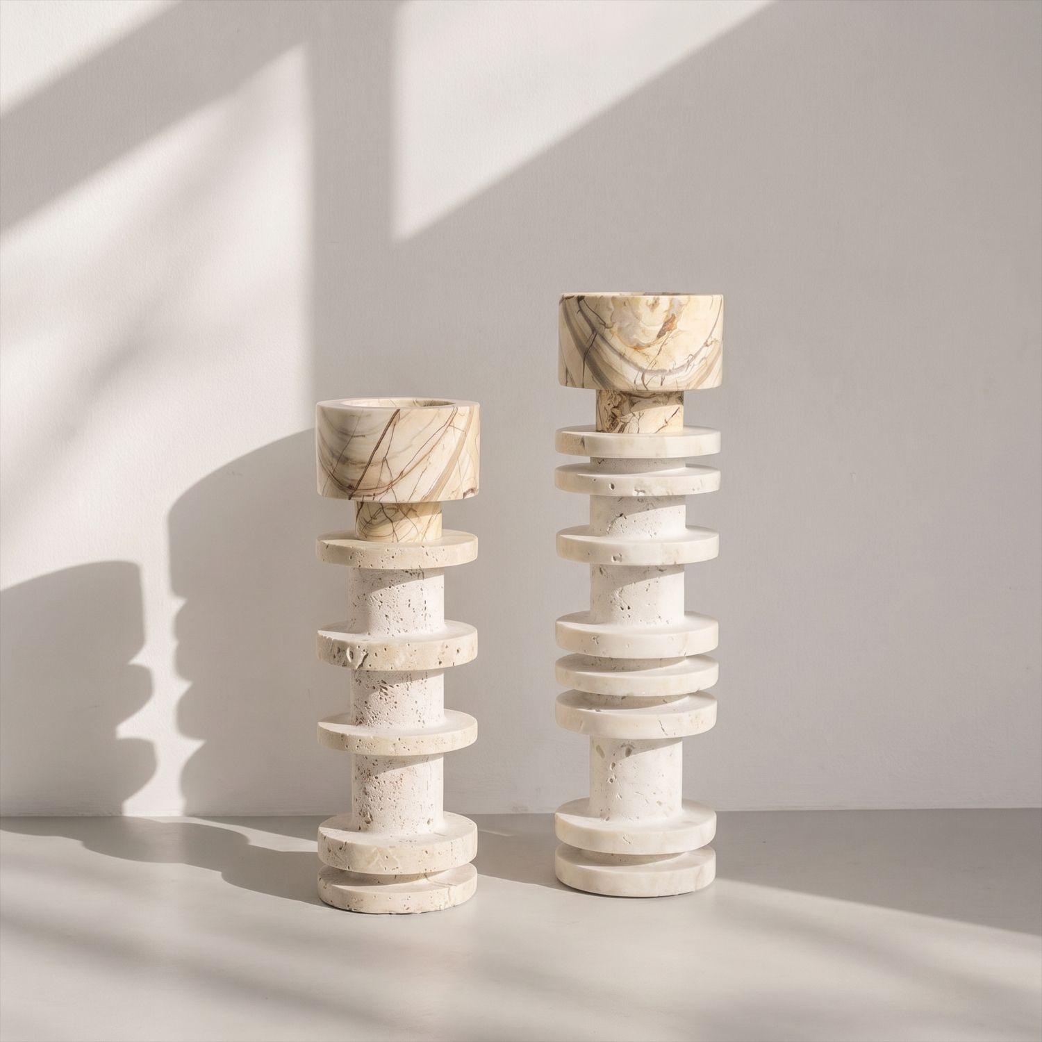 Candelabro Torre Travertino Column Otto Anelli-6