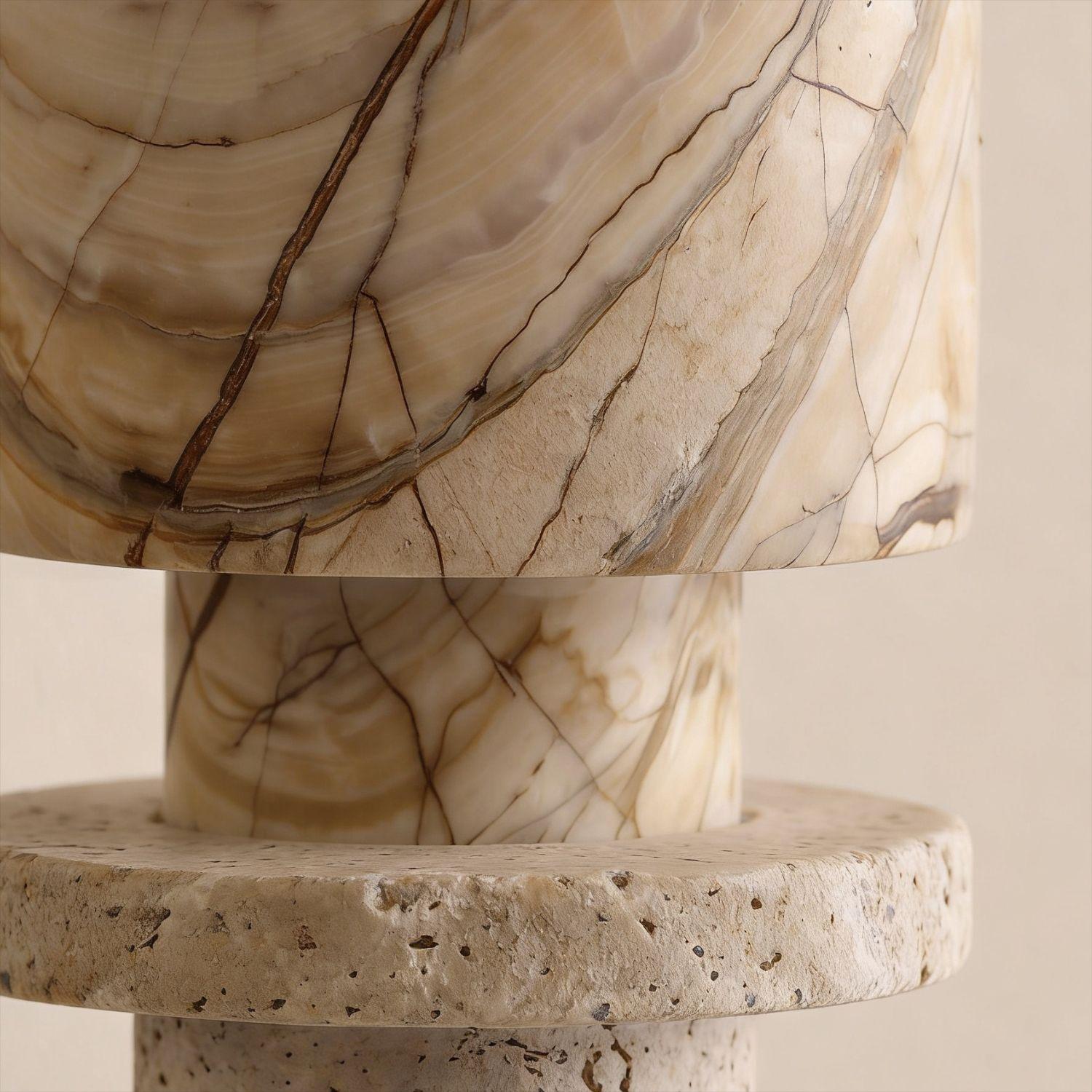 Candelabro Torre Travertino Column Otto Anelli-8