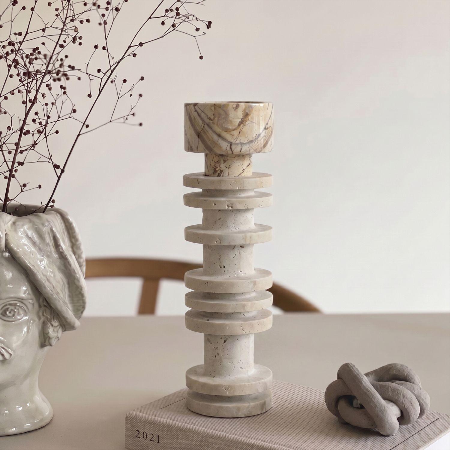 Candelabro Torre Travertino Column Otto Anelli-9