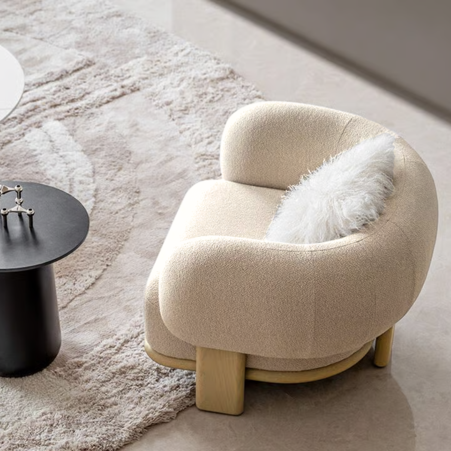 Sofá Poltrona Sessel Sherpa Crema-2