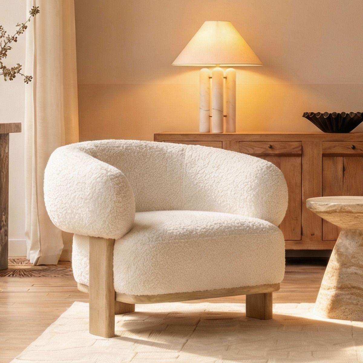 Sofá Poltrona Sessel Sherpa Crema-3