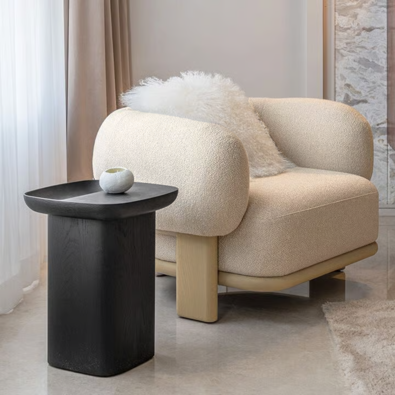 Sofá Poltrona Sessel Sherpa Crema-9