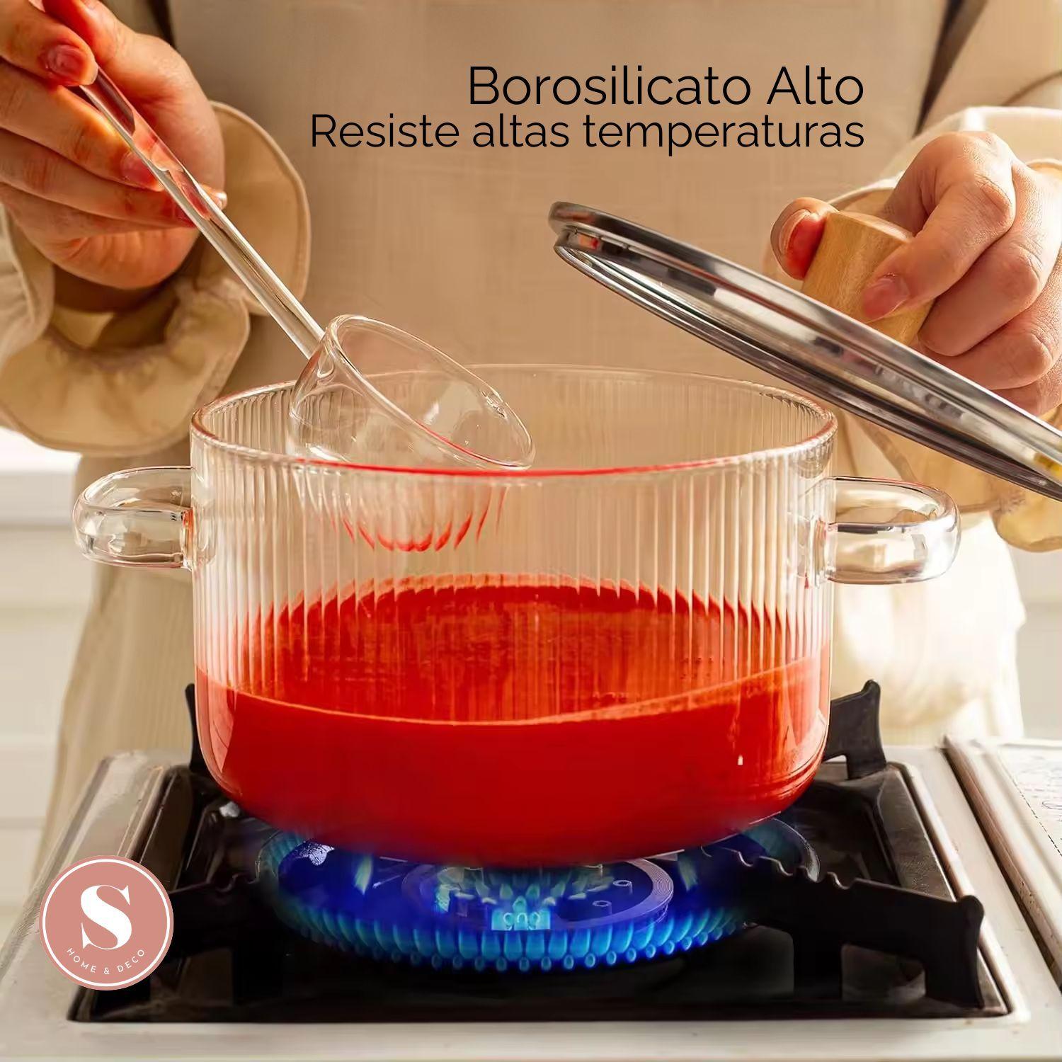 Olla De Vidrio Con Tapa Cocina Para Sopas Compacta 1,6 L-2
