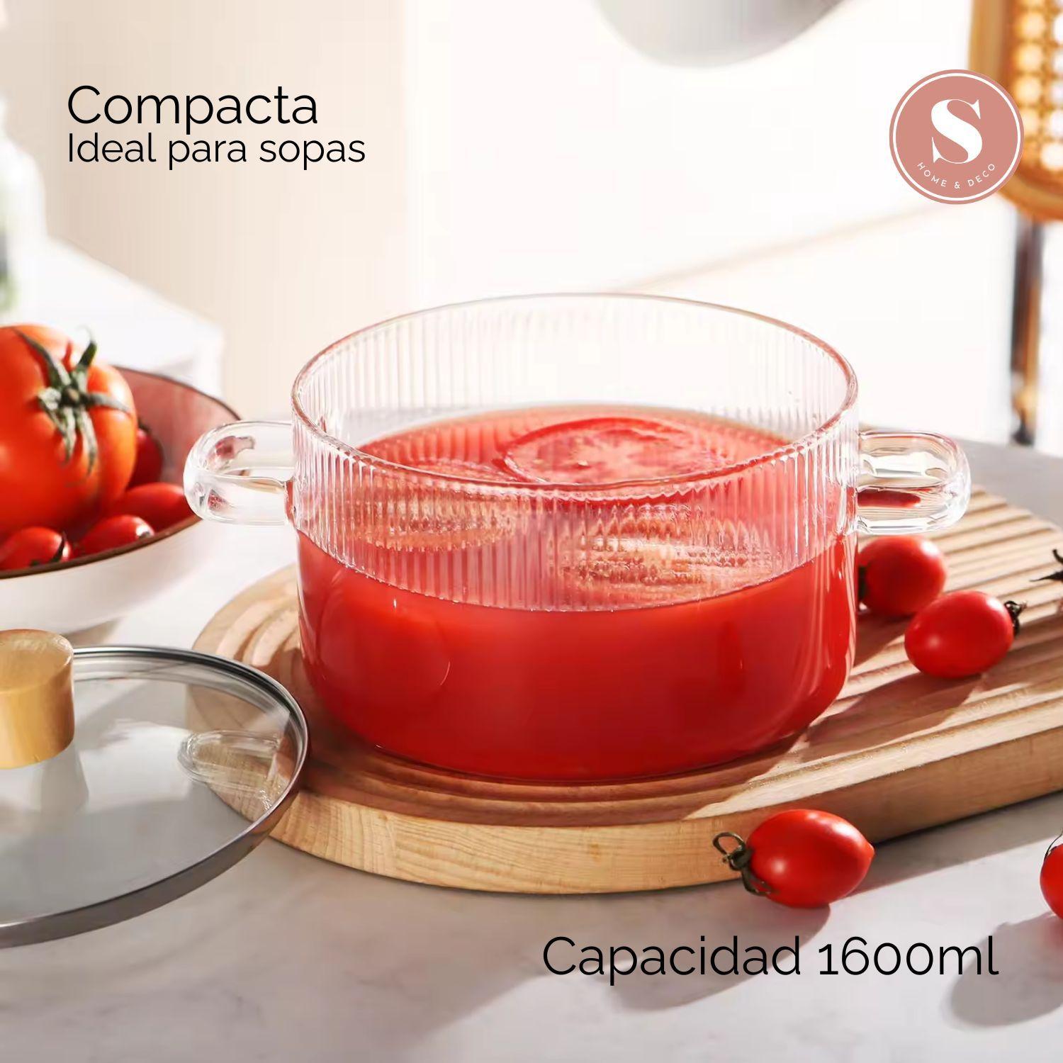 Olla De Vidrio Con Tapa Cocina Para Sopas Compacta 1,6 L-4