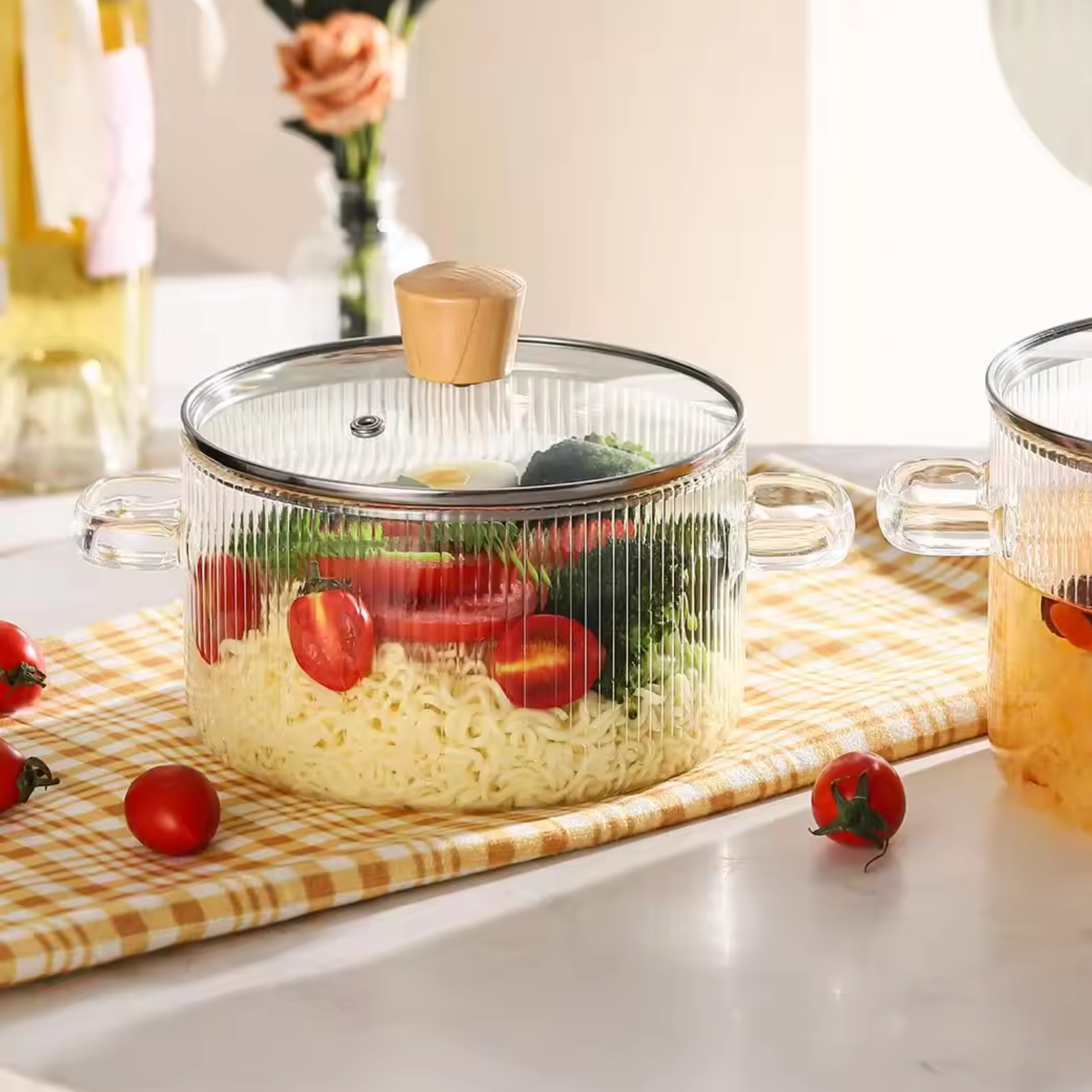 Olla De Vidrio Con Tapa Cocina Para Sopas Compacta 1,6 L Olla Transparente Menaje Cocina-0