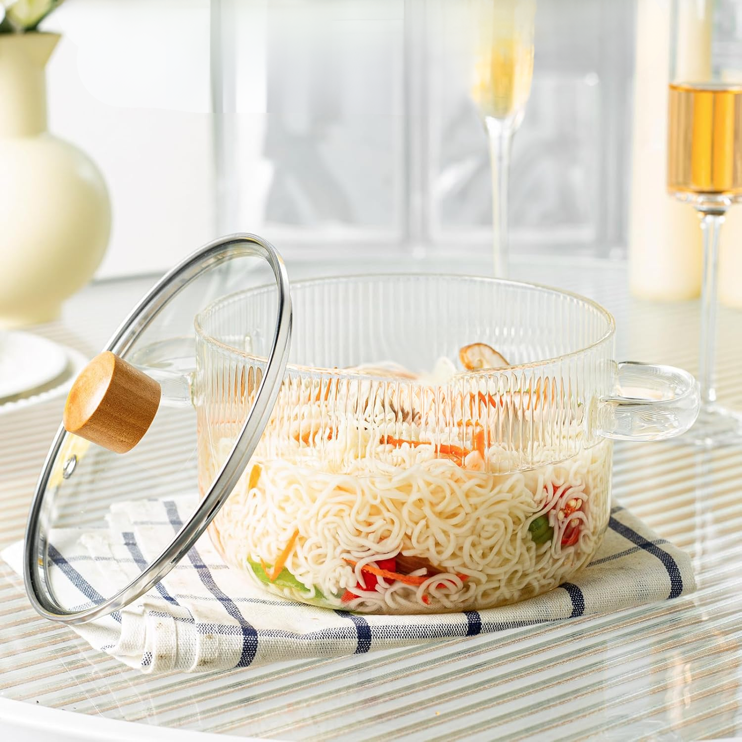 Olla De Vidrio Con Tapa Cocina Para Sopas Compacta 1,6 L Olla Transparente Menaje Cocina-1