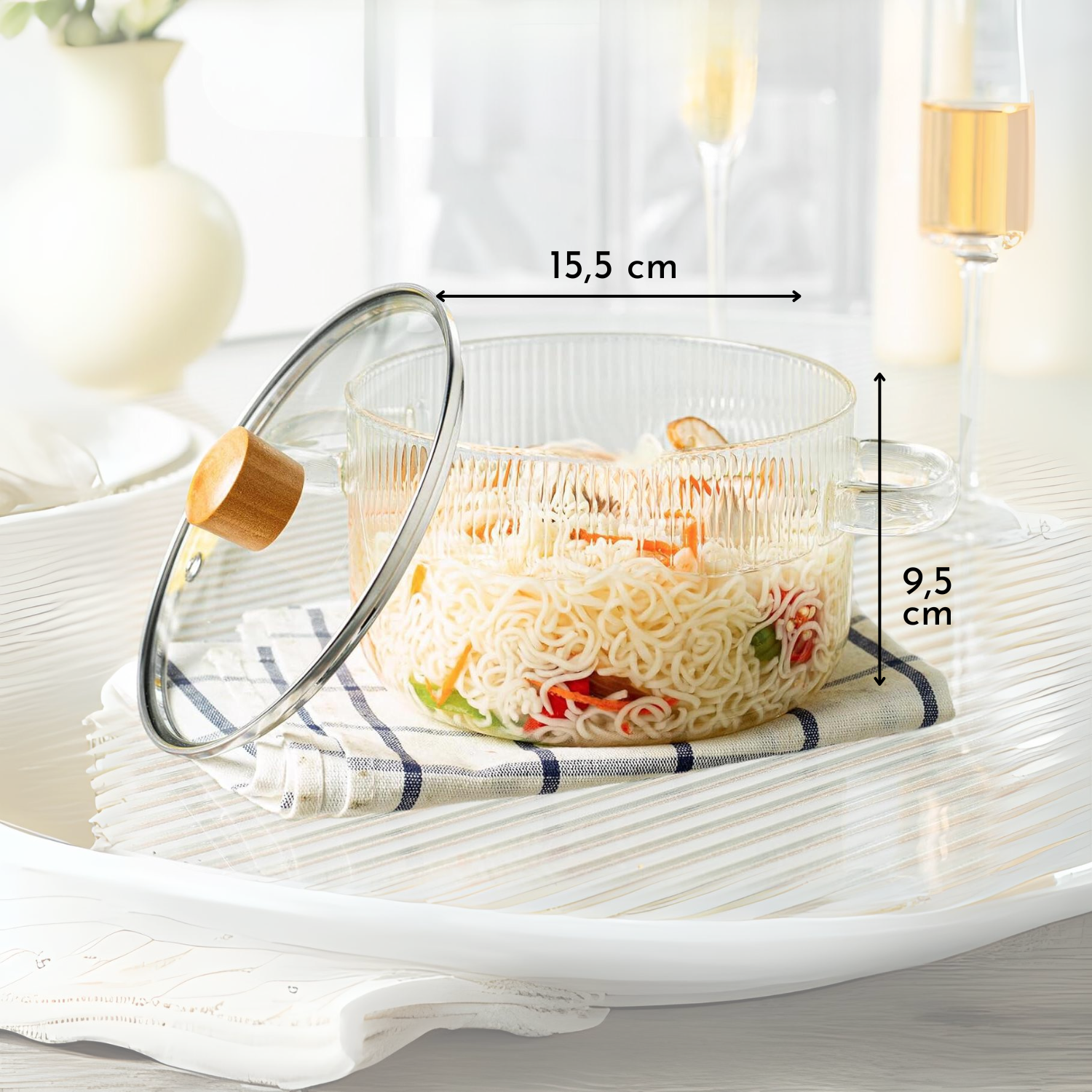 Olla De Vidrio Con Tapa Cocina Para Sopas Compacta 1,6 L Olla Transparente Menaje Cocina-2