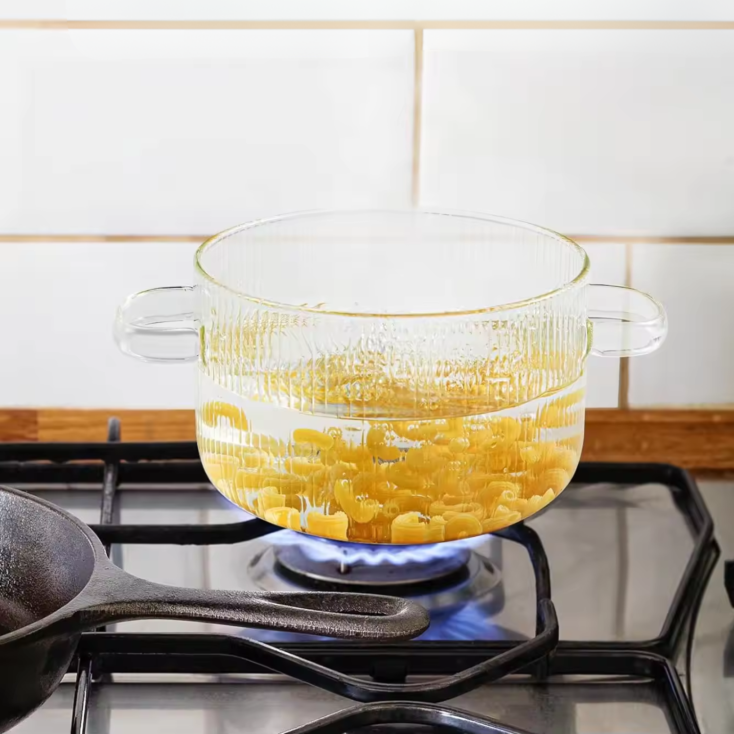 Olla De Vidrio Con Tapa Cocina Para Sopas Compacta 1,6 L Olla Transparente Menaje Cocina-3