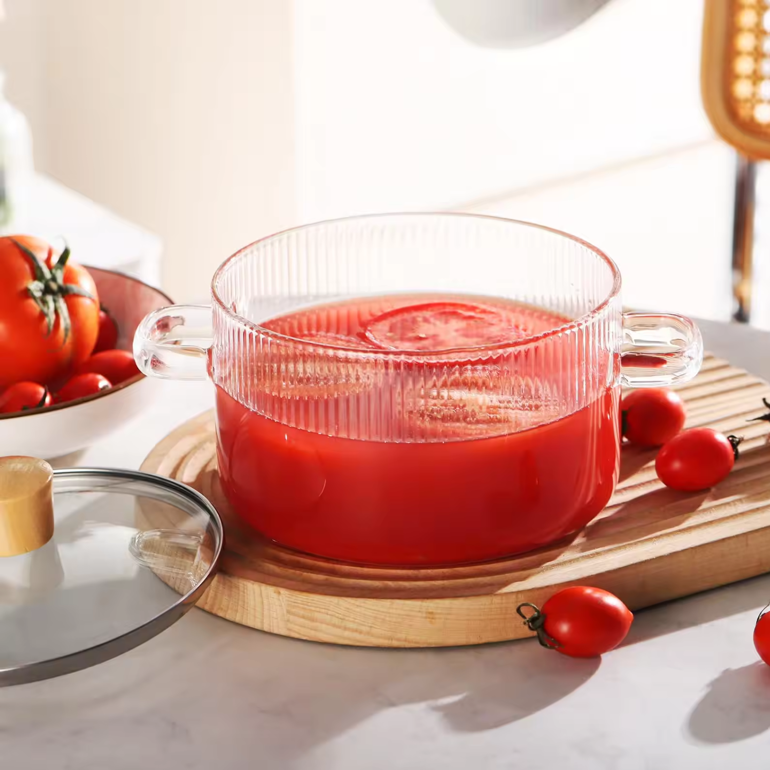 Olla De Vidrio Con Tapa Cocina Para Sopas Compacta 1,6 L Olla Transparente Menaje Cocina-5