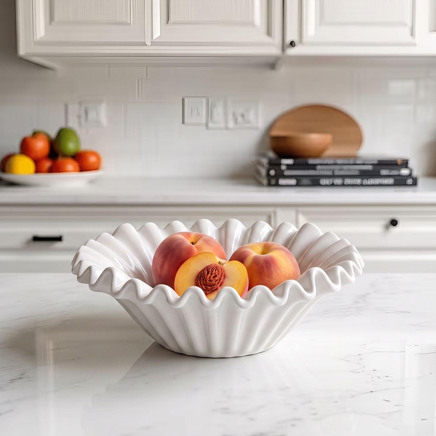 Fuente Frutero Cerámica Shell Blanco-0