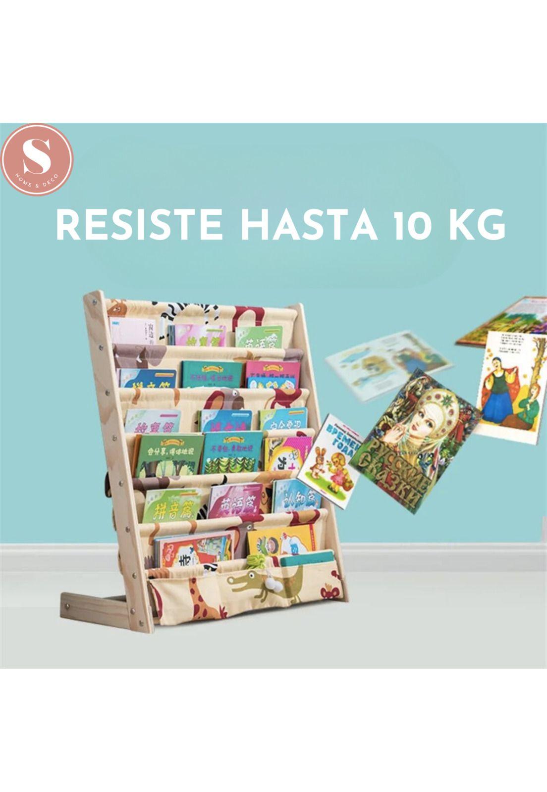 Organizador Libros Madera y Tela Lavable -2