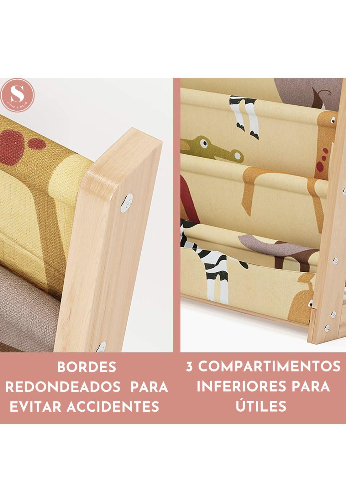 Organizador Libros Madera y Tela Lavable -4