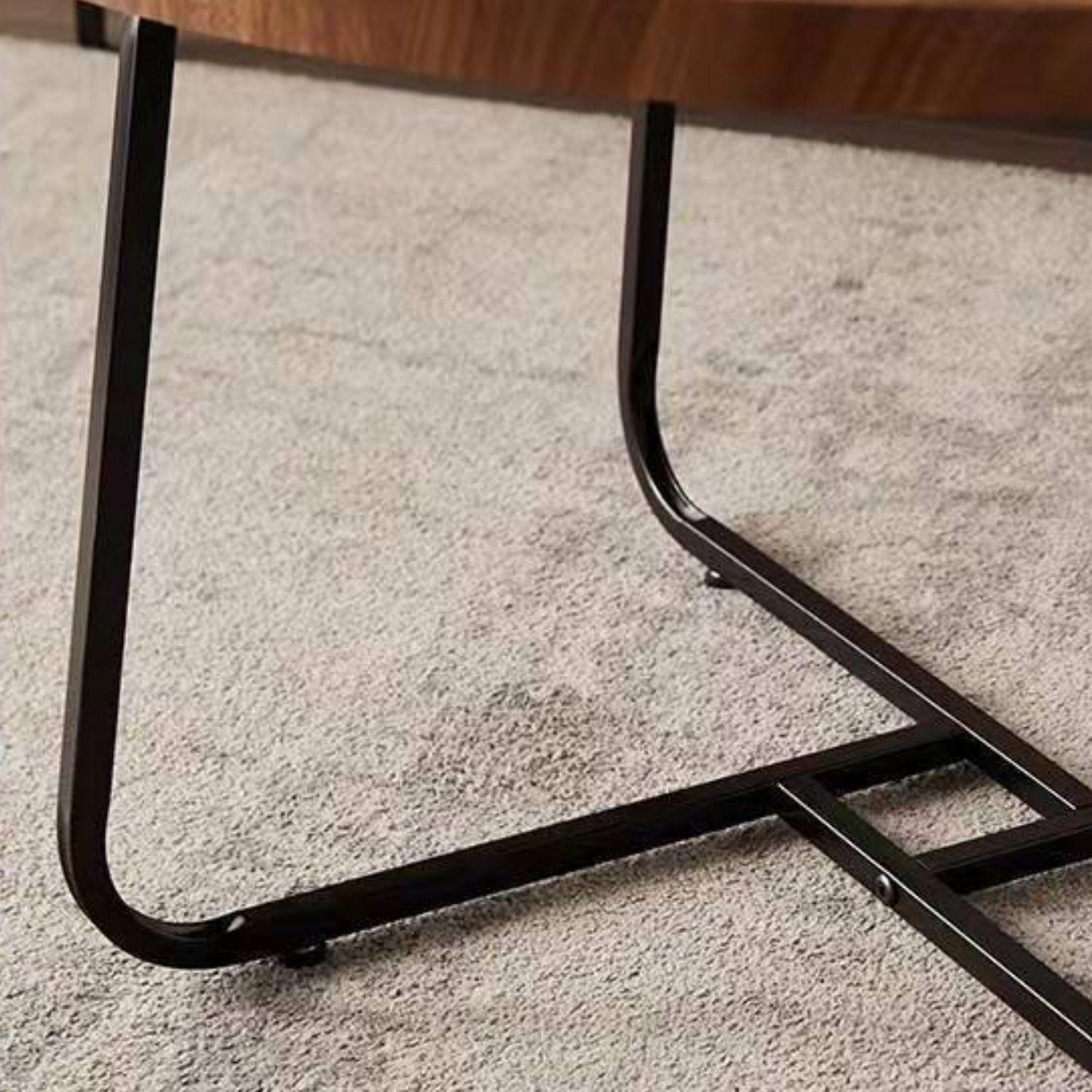 Mesas De Centro Anidada Doble Madera Y Metal Café-4