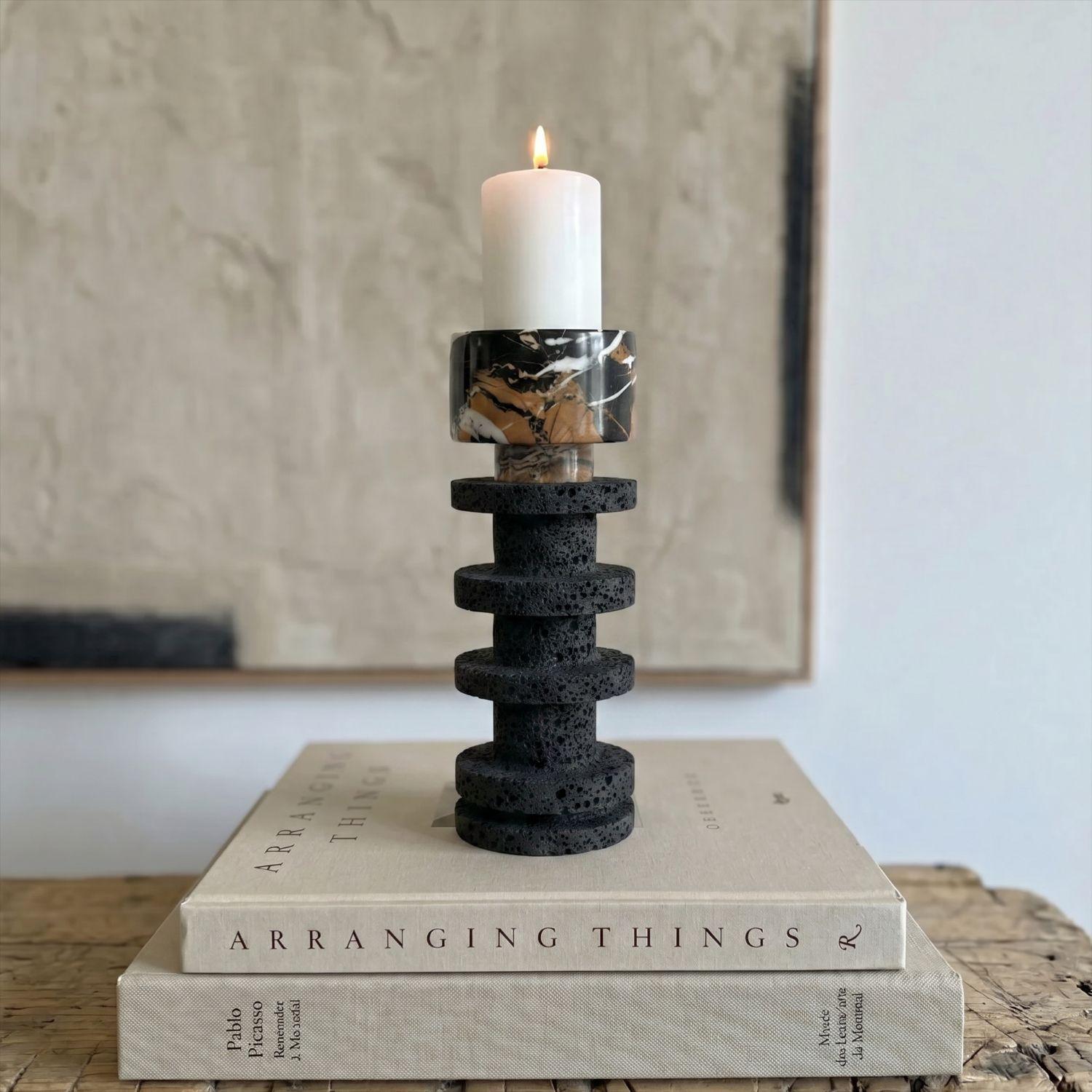 Candelabro decorativo de travertino torre Onyx pequeño-0