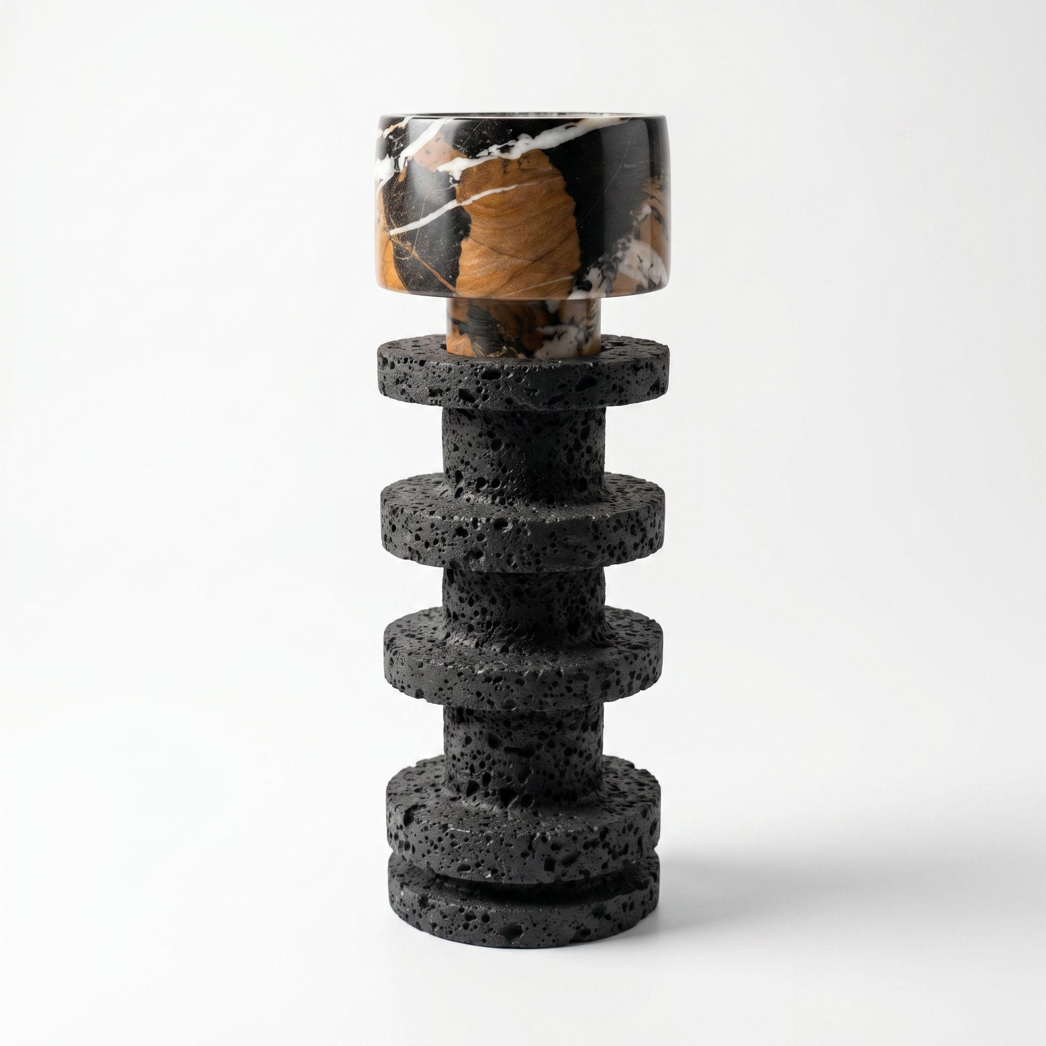 Candelabro decorativo de travertino torre Onyx pequeño-1
